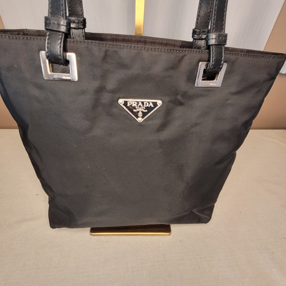 Prada Black Nylon Tote Bag With Silver Hardware - Picture 2 of 15